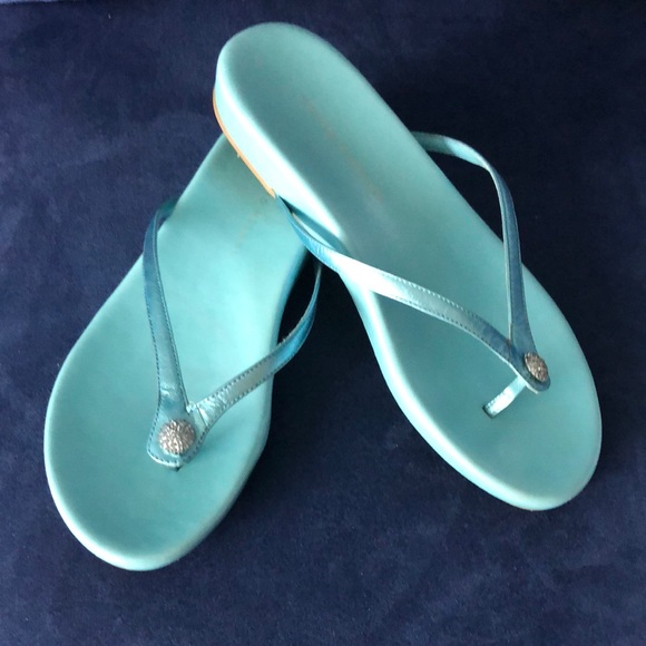 Metallic Blue Flip Flops with Rhinestone 8M - Picture 1 of 16